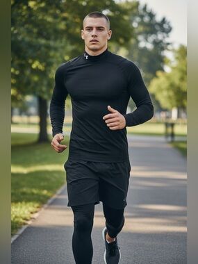 Under Armour Black Compression Coldgear Mock Neck Long Sleeve Men's Medium